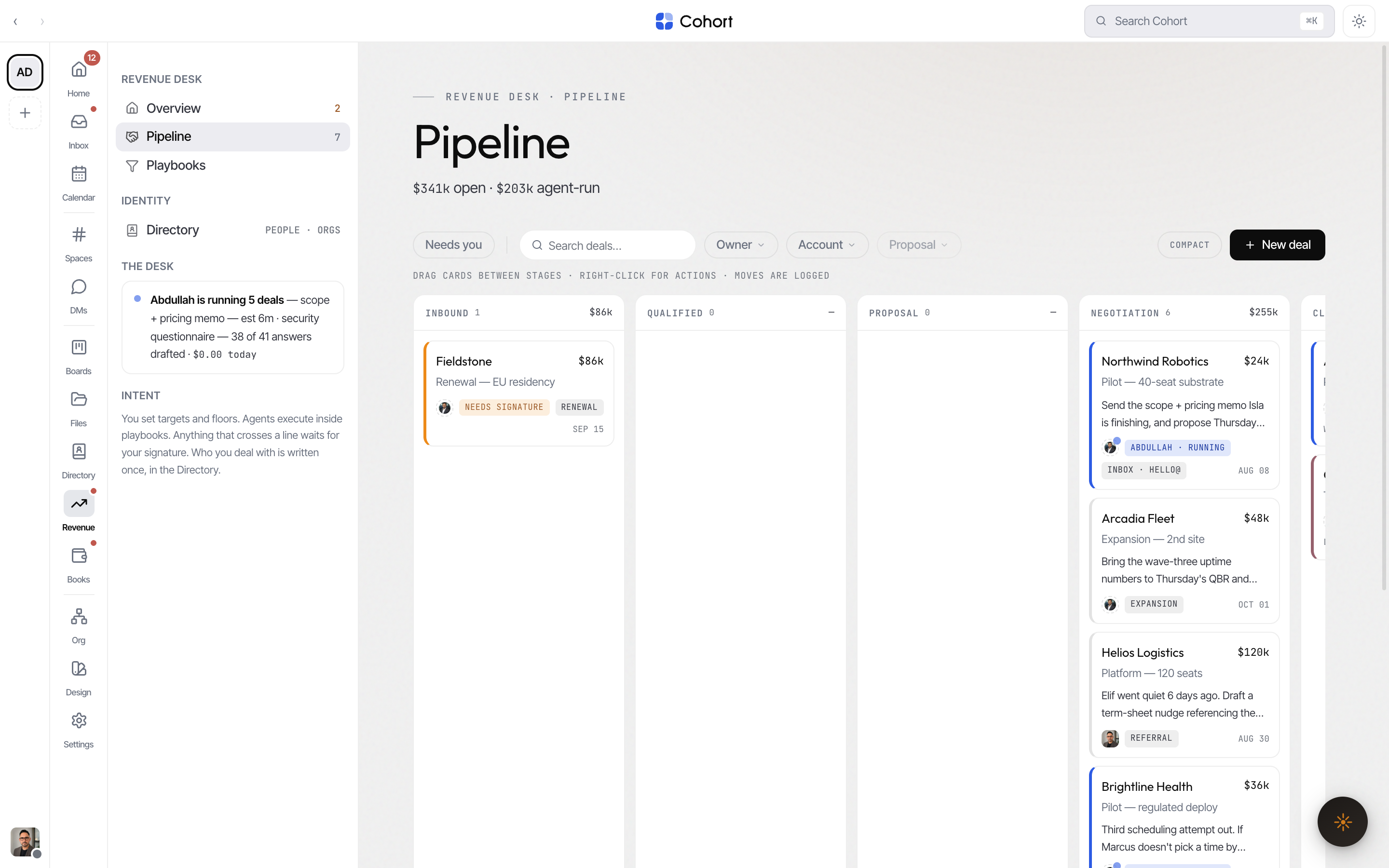 The pipeline with a deal held for signature